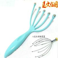 八爪鱼头部按摩器经络刷家用抓头皮神器止痒痒挠穴位铁丝爪按摩爪 钢珠五爪+头爪+图