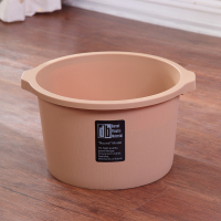 养生泡脚桶足浴盆家用加厚加高洗脚桶泡脚按摩盆塑料大容量浴足桶 素雅杏(圆桶款)