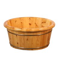 香柏木泡脚足浴木桶洗脚盆木盆加厚洗脚木桶浴足桶实木足浴盆家用 21圆边加厚木桶 +保温木盖+按摩器+泡脚礼包+图