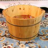 香柏木泡脚足浴木桶洗脚盆木盆加厚洗脚木桶浴足桶实木足浴盆家用 26双耳加厚木桶 +保温木盖+按摩器+老苗汤30包+图
