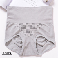 1-2条装/3D暖宫高腰收腹提臀内裤女塑身薄款按摩无痕式三角内裤女 灰色2条 L码[适合100-120斤]