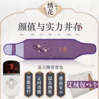 电加热盐袋艾海盐粗盐热敷包天然大粒艾灸暖宫包理疗热敷盐包 刺绣[长护腰紫色+5个艾绒包]