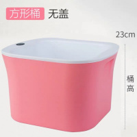 保温泡脚桶塑料洗脚盆带盖加厚恒温足浴桶家用非全自动按摩泡脚盆 樱花粉方桶不带盖