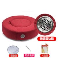艾灸仪器家用坐垫控温坐灸仪艾灸养生仪妇科院无烟坐熏仪 亚麻料-基础款-红色 +礼包+女性专用艾柱