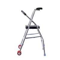 老人残疾人康复助步车助步器可折叠行走器四脚拐杖学步车扶 加厚不锈钢皮革座面