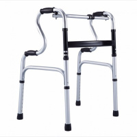 众宜老年人带座带轮老人四脚拐杖凳学步车助步器手推车折叠 豪华铝合金双弯