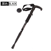 户外登山杖手杖超轻航空铝合金徒步爬山手杖徒步拐杖棍 凯玛仕T柄[黑色4节]
