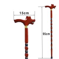 新款老年人木质一体手杖龙头拐杖木制实木拐棍老人防滑 大龙头双色拐杖