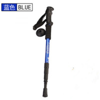 登山杖铝合金老人手杖伸缩拐杖徒步爬山拐棍男女款户外登山装备 四节直柄-蓝色