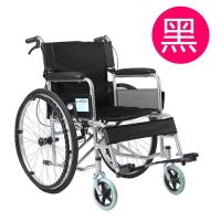 手动轮椅折叠轻便便携旅行免充气老人轮椅超轻残疾人代步车手推车 黑色软座可自推