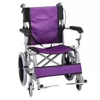 轮椅手动折叠老人轻便轮椅车老年人代步车16寸小轮儿童轮椅 紫色网面牛津布