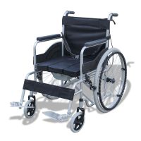 老人轮椅折叠轻便便携手动带坐便轮椅车旅行超轻残疾人代步手推车 透气牛津布带坐便款[带便盆+实心胎]