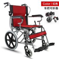 轮椅可折叠带坐便轻便便携老人老年人残疾人半躺全躺助行车手推车 小轮红色无坐便