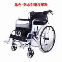 全躺轮椅折叠轻便 带坐便 多功能老人便携残疾人老年人手推代步车 防水皮革 座椅款【送便桶】