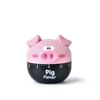 抖音同款定时器提醒厨房倒计时器家用时间管理钟表闹钟吸式机械式 卡通机械计时器-粉色小猪