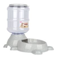 狗狗3.8L自动饮水器喂食器猫咪饮水器泰迪柯基金毛喝水宠物用品 灰色喂食器