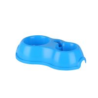 植木西狗狗碗盆猫碗慢食咪食盆双碗自动饮水器泰迪宠物用品喂食器 蓝色 FO4双用喂食喂水