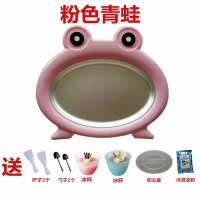 食品级]炒酸奶机家用小型炒冰机儿童迷你冰沙机自制DIY冰淇淋机 粉青蛙+2铲+2勺+冰杯+粉+防尘盖
