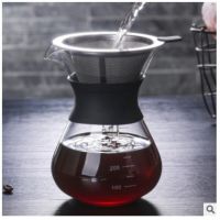 耐热玻璃手冲咖啡壶分享壶套装家用防爆手冲滴漏式咖啡壶 400ml+过滤网