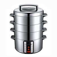 山姆斯32cm家用电蒸锅多功能大容量多层不锈钢电蒸笼商用蒸包火锅 直径32cm(底锅+3层笼)