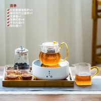 电陶炉煮茶器玻璃煮茶壶套装小型蒸汽蒸茶器全自动家用黑茶烧茶炉 (触摸)白电陶炉+龙鳞壶6件套+盘