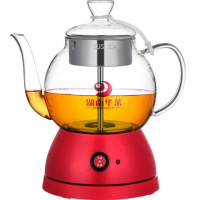 煮茶器黑茶煮茶壶全自动蒸汽玻璃电热花茶普洱蒸茶壶白茶 D款【红】印字湖南华莱-1升大容量