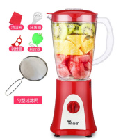 【三年换新】多功能家用榨果汁机蔬搅拌豆浆辅食绞肉料理机 红色单杯+过滤网