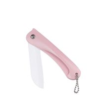 家用便携折叠陶瓷水果刀瓜果刀苹果削皮刀刨皮刀削皮器菜板三件套 浅粉色 陶瓷刀三把装