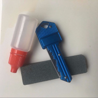 户外迷你随身钥匙刀多功能小刀具 野外求生折叠刀 防身军刀水果刀 蓝色+磨刀石+护刀油