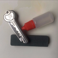 户外迷你随身钥匙刀多功能小刀具 野外求生折叠刀 防身军刀水果刀 银色(心形款)+磨刀石+护刀油