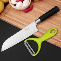 锋利不锈钢削皮器水果刀皮苹果青瓜瓜土豆萝卜瓜刨切菜刀削皮刀 厨师刀刨刀两件套