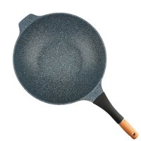 BOBONIKA花岗岩麦饭石不粘炒锅无油烟炒菜锅电磁 (不带盖子)建议搭配盖子购买 32cm炒锅黑色手柄(适合1-8人)