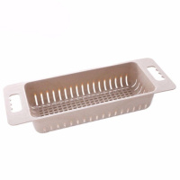 沥水篮洗菜盆沥水架厨房洗菜篮水置物架塑料家用厨房用品小百货 北欧米色 升级版可收缩滤水篮[1个装]