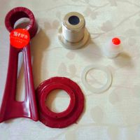 真空锅盖把手金养生炒锅锅盖帽铝合金压力阀把手配件密封圈通用 金属阀酒红色一套