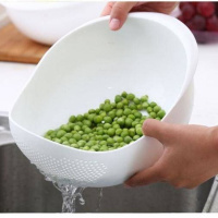 加厚淘米盆大号沥水盆淘米神器装菜盆细密筛家用洗菜沥水篮淘米器 加厚款-白色 2个小号(可联系客服调整颜色)