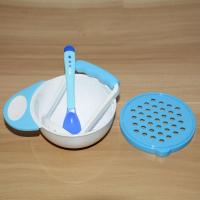 手动儿童食物研磨器 婴儿水果辅食工具研磨碗 PP安全材质研磨碗 男宝用 碗+手柄+研磨板