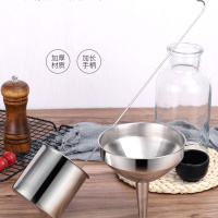不锈钢漏斗量酒器加厚不锈钢酒提子油漏酒漏斗器长柄酒勺酒具套装 一斤酒提+12CM漏斗
