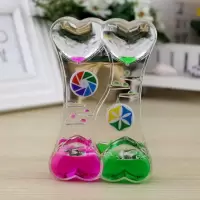 抖音同款创意油漏沙漏油滴漏水滴计时器生日情人节闺蜜摆件 新风车绿加粉
