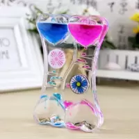抖音同款创意油漏沙漏油滴漏水滴计时器生日情人节闺蜜摆件 新风车蓝加粉