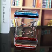 抖音潮流油滴油漏沙漏水滴液体减压发呆神器计时器摆件梦幻 双排蓝红