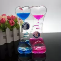 抖音潮流油滴油漏沙漏水滴液体减压发呆神器计时器摆件梦幻 桃心单海豚