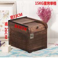 实木米箱厨房防虫米桶防潮收纳大米面粉箱密封储粮箱家用放米桶 15公斤重烤