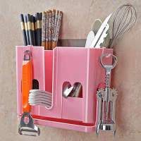 筷子筒挂式沥水筷子笼家用筷笼厨房筷子架筷子收纳创意筷筒筷子盒 新款筷子筒-粉色