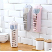 (送挂钩)无痕防尘筷子笼筒带盖沥水筷笼塑料厨房勺子筷子收纳盒 颜色随机 1个装(另送1个无痕挂钩)