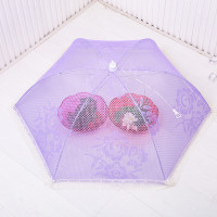 新款高档餐桌罩防蚊防蝇防尘罩菜罩单骨可折叠饭菜罩子盖菜罩 303款紫色78cm
