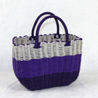 塑料编织筐购物篮采摘篮家居菜篮子沐浴洗澡篮手提篮子浴室收纳篮 大号提篮紫色渐变