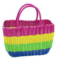 购物篮菜篮手提篮子宠物篮洗浴筐 彩虹色 小号