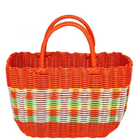 购物篮菜篮手提篮子宠物篮洗浴筐 橙色花色 中号
