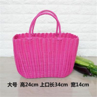 购物篮菜篮手提篮子宠物篮洗浴筐 深粉纯色 大号