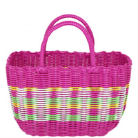 购物篮菜篮手提篮子宠物篮洗浴筐 粉色花色 大号